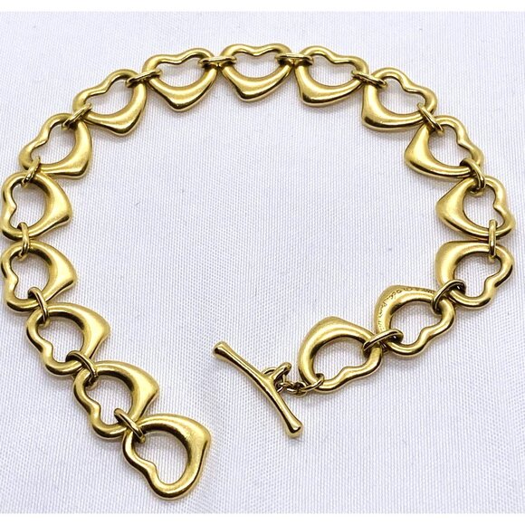 SOLD!!! Tiffany & Co Elsa Peretti Open Heart 18k 750 Bracelet Toggle 7.25" - Picture 7 of 10